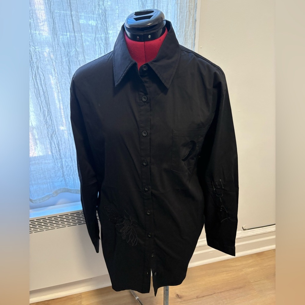 Disturbia Black Embroidered Dress Shirt